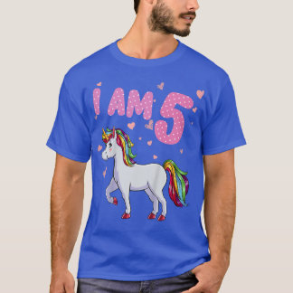 Kids Unicorn Girl 5th Birthday 5 Years Old Girls U Tシャツ