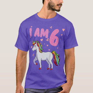 Kids Unicorn Girl 6th Birthday 6 Years Old Girls U Tシャツ