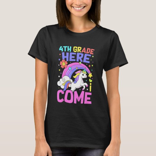Kids Unicorn  Teacher Students 4th Grade Back To S Tシャツ (正面)