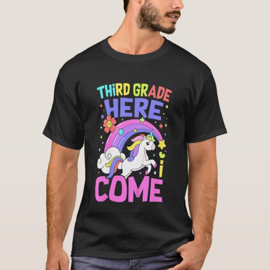 Kids Unicorn Teacher Students Third Grade Back To Tシャツ (正面)