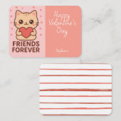 Kids Valentine Card Cute Cat Heart ノートカード (正面/裏面)