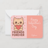 Kids Valentine Card Cute Cat Heart ノートカード (正面)