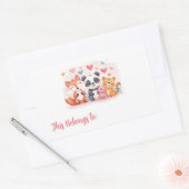 Kids Valentine Gift Labels | Cute Animal Stickers 長方形シール (封筒)