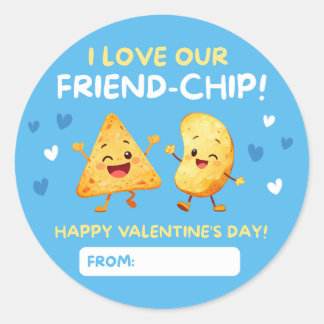 Kids Valentine Stickers – I Love Our Friend Chip ラウンドシール