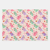 Kids valentine wrap  with dinosaurs &hearts ラッピングペーパーシート (正面3)
