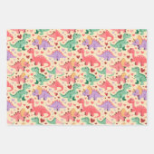 Kids valentine wrap  with dinosaurs &hearts ラッピングペーパーシート (正面2)