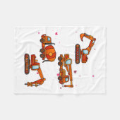 Kids Valentines Day Construction Trucks Boys Kids フリースブランケット (正面(横))