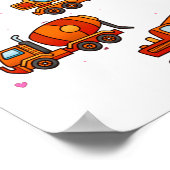 Kids Valentines Day Construction Trucks Boys Kids  ポスター (角)