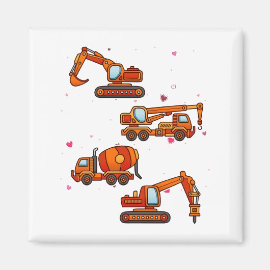 Kids Valentines Day Construction Trucks Boys Kids  マグネット (正面)