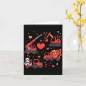 Kids Valentines Day Construction Trucks Funny Boys カード (黄色い花)