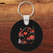 Kids Valentines Day Construction Trucks Funny Boys キーホルダー (正面)