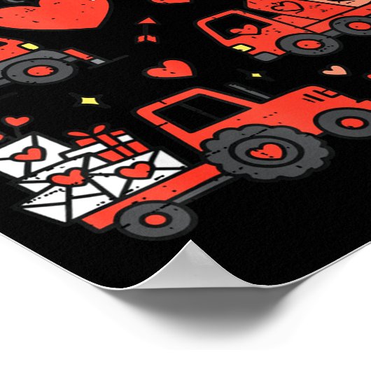 Kids Valentines Day Construction Trucks Funny Boys ポスター (角)