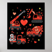 Kids Valentines Day Construction Trucks Funny Boys ポスター (正面)