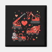 Kids Valentines Day Construction Trucks Funny Boys マグネット (正面)