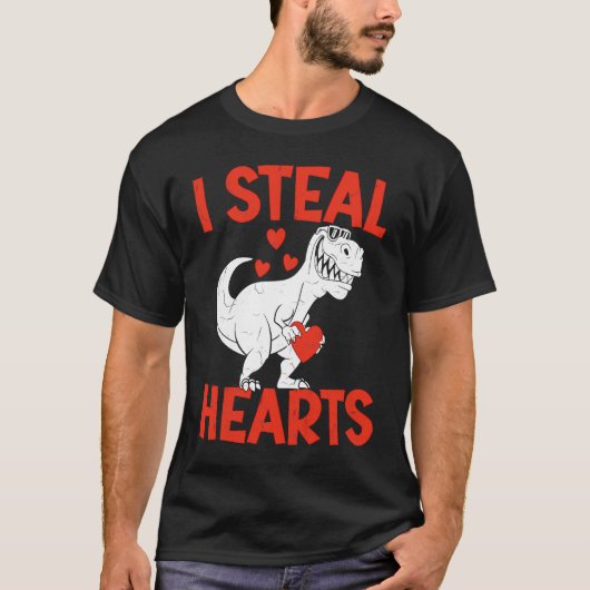 Kids Valentines Day I Steal Hearts Love Trex Dino  Tシャツ (正面)