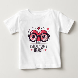 Kids Valentines Day Shirt、Mr.あなたのハートを盗む ベビーTシャツ