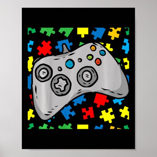 Kids Video-game Controller Autism Awareness Puzzle ポスター (正面)