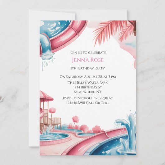 Kids’ Water Park Birthday Party 招待状 (正面)