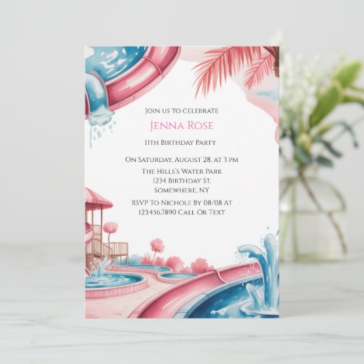 Kids’ Water Park Birthday Party 招待状 (スタンド正面)