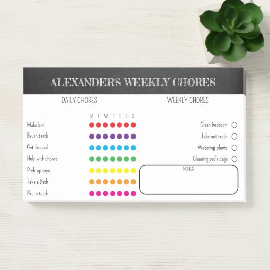 Kids Weekly Chores Notes ポストイット (オフィス)