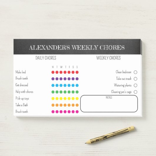Kids Weekly Chores Post-It Notes ポストイット (デスク)