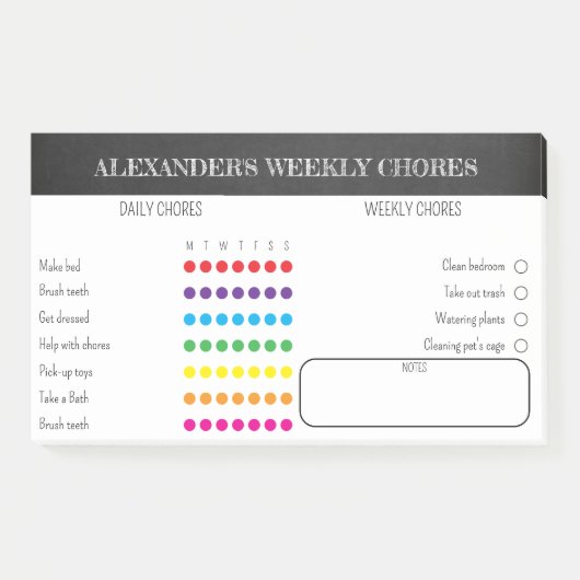 Kids Weekly Chores Post-It Notes ポストイット (正面)