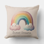 Kids Whimsical Pastel Rainbow in Clouds クッション (正面)