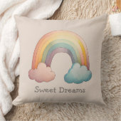 Kids Whimsical Pastel Rainbow in Clouds クッション (ブランケット)