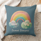 Kids Whimsical Pastel Rainbow in Clouds クッション (ブランケット)