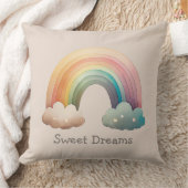 Kids Whimsical Pastel Rainbow in Clouds クッション (ブランケット)