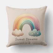 Kids Whimsical Pastel Rainbow in Clouds クッション (裏面)