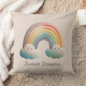 Kids Whimsical Pastel Rainbow in Clouds クッション (ブランケット)