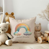 Kids Whimsical Pastel Rainbow in Clouds クッション