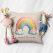 Kids Whimsical Pastel Rainbow in Clouds クッション