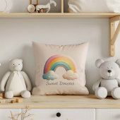 Kids Whimsical Pastel Rainbow in Clouds クッション