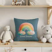 Kids Whimsical Pastel Rainbow in Clouds クッション