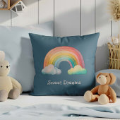 Kids Whimsical Pastel Rainbow in Clouds クッション