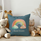 Kids Whimsical Pastel Rainbow in Clouds クッション
