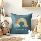 Kids Whimsical Pastel Rainbow in Clouds クッション