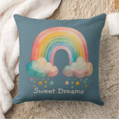 Kids Whimsical Pastel Rainbow in Clouds クッション (ブランケット)