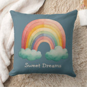 Kids Whimsical Pastel Rainbow in Clouds クッション (ブランケット)
