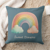 Kids Whimsical Pastel Rainbow in Clouds クッション (ブランケット)