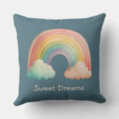 Kids Whimsical Pastel Rainbow in Clouds クッション (裏面)