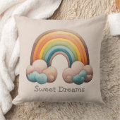 Kids Whimsical Pastel Rainbow in Clouds クッション (ブランケット)