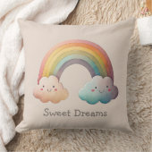 Kids Whimsical Pastel Rainbow in Clouds クッション (ブランケット)