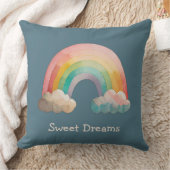 Kids Whimsical Pastel Rainbow in Clouds クッション (ブランケット)