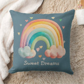 Kids Whimsical Pastel Rainbow in Clouds クッション (ブランケット)