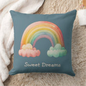 Kids Whimsical Pastel Rainbow in Clouds クッション (ブランケット)