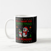 Kids Xmas Tee, All I Want For Christmas Is A Pengu コーヒーマグカップ (左)
