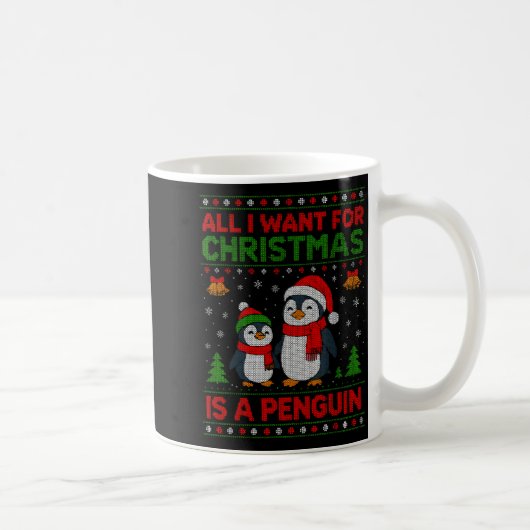 Kids Xmas Tee, All I Want For Christmas Is A Pengu コーヒーマグカップ (右)